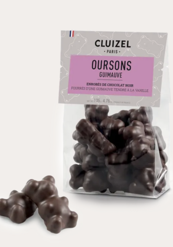 Dark chocolate and vanilla marshmallow bears - Cluizel 135g 
