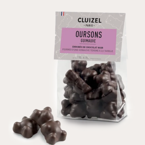 Oursons en chocolat noir et guimauve vanille - Cluizel 135g 