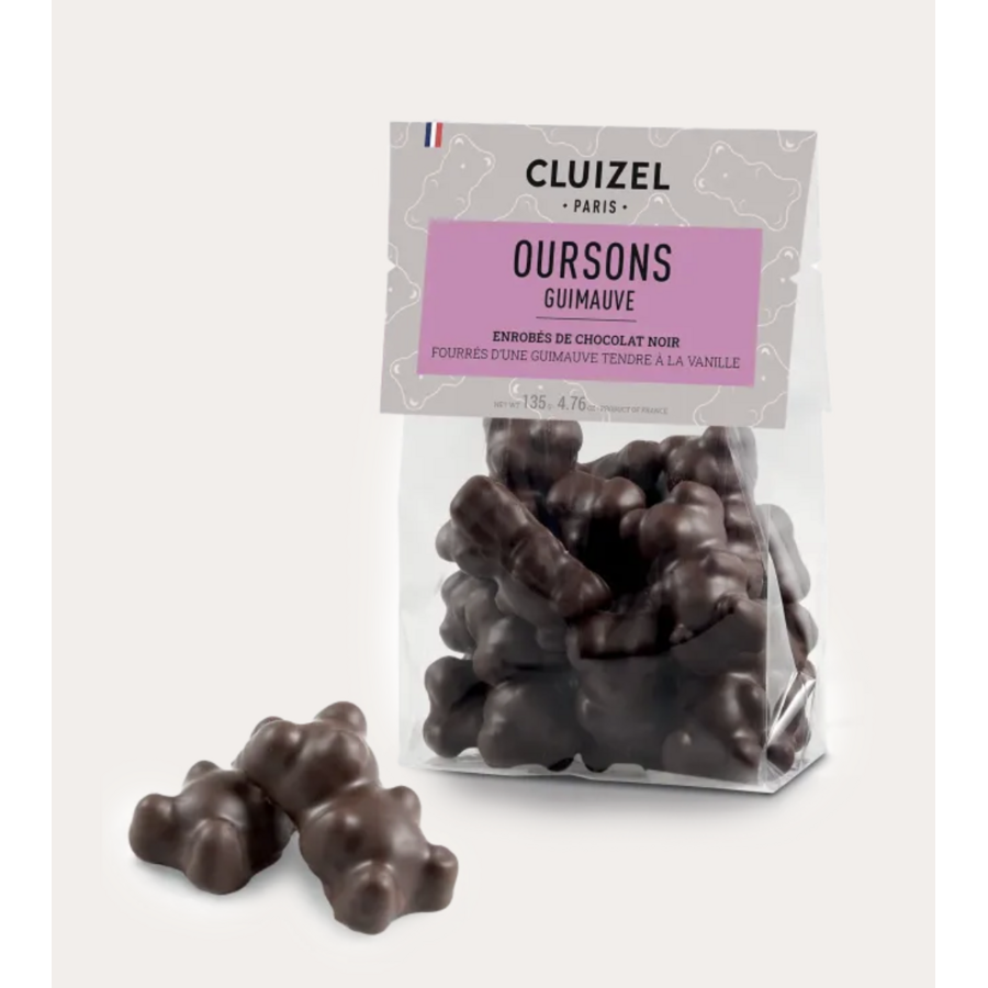 Oursons en chocolat noir et guimauve vanille - Cluizel 135g