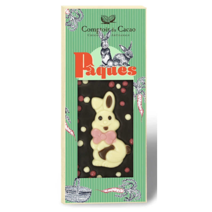 Barre gourmande de chocolat noir Pâques - Comptoir du Cacao 90g