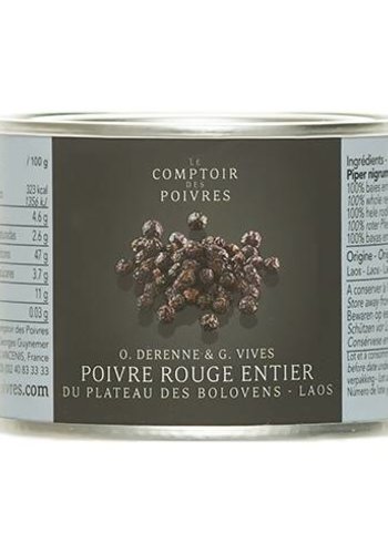 Poivre rouge entier du plateau des Bolovens -  Laos 80g 