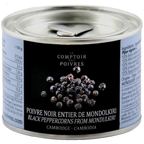 Poivre noir entier de Mondolkiri - Cambodge 80g 