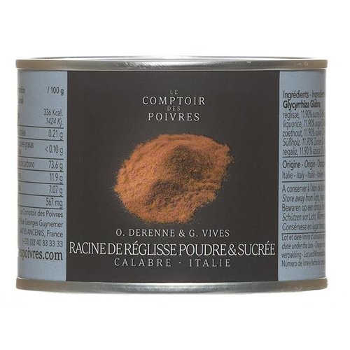 Racine de réglisse sucrée en poudre Italie Le Comptoir des Poivres 50g 