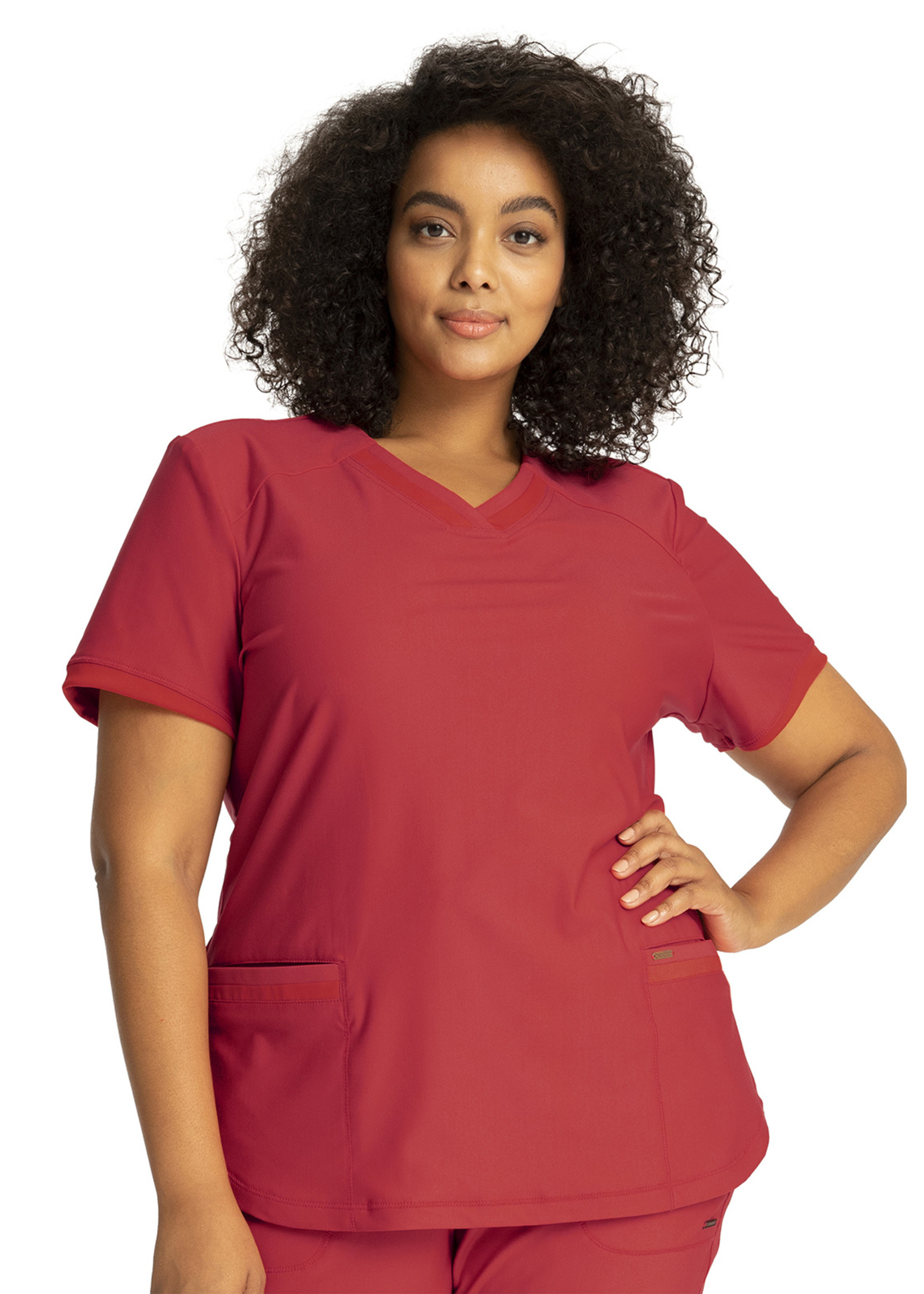Cherokee Form CK840 FORM V-Neck Top Ruby Punch