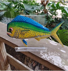 Painted Metal Fish, Medium - Haiti