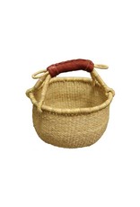 Mini Basket, Natural Color with Leather Handle