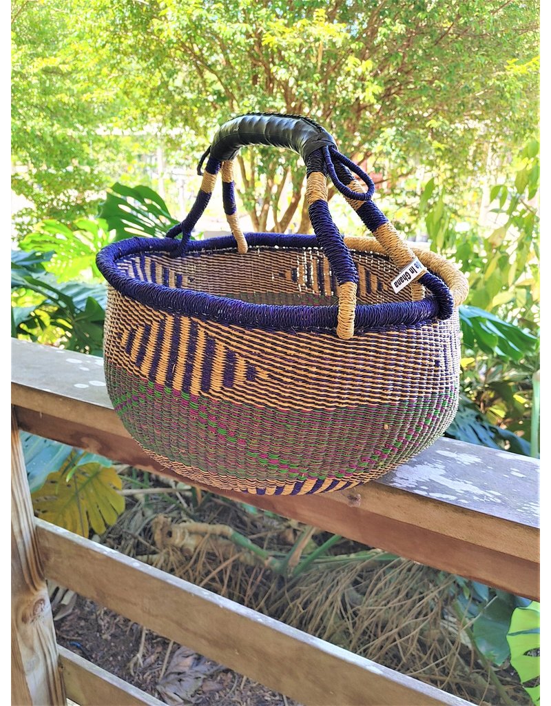 Large Round Market Basket with Recycled Rubber Handle