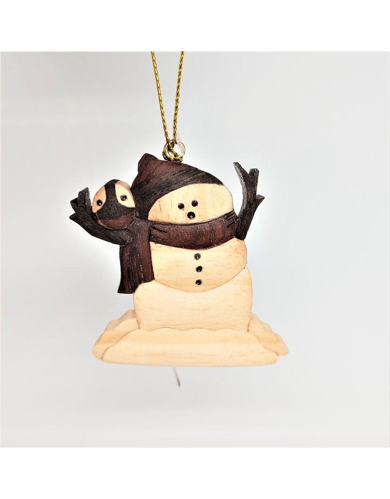 Ornament - Wooden Snowman - Cambodia