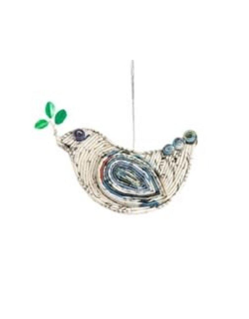 Ornament - Peace for Earth, Recycled Paper Dove