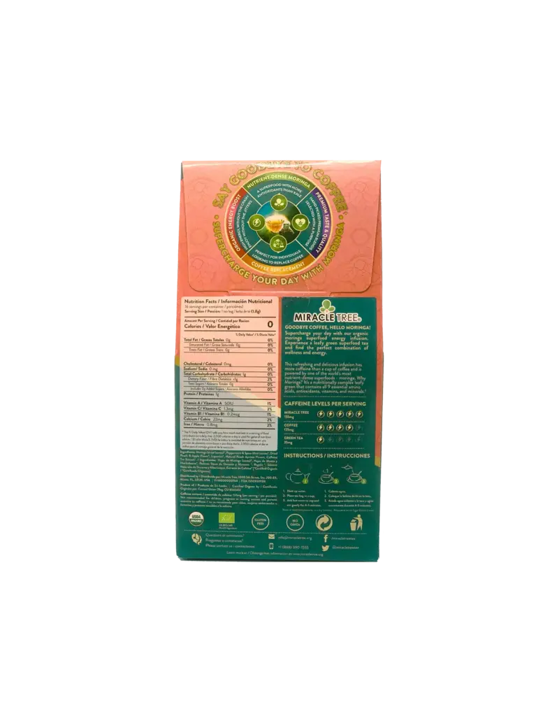 miracle tree Moringa Energy Tea - Peach Mint Apricot