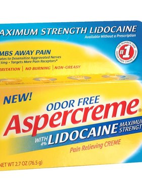 CHATTEM ASPERCREME- Odor Free Lidocaine 4% Creme 76.5 g.