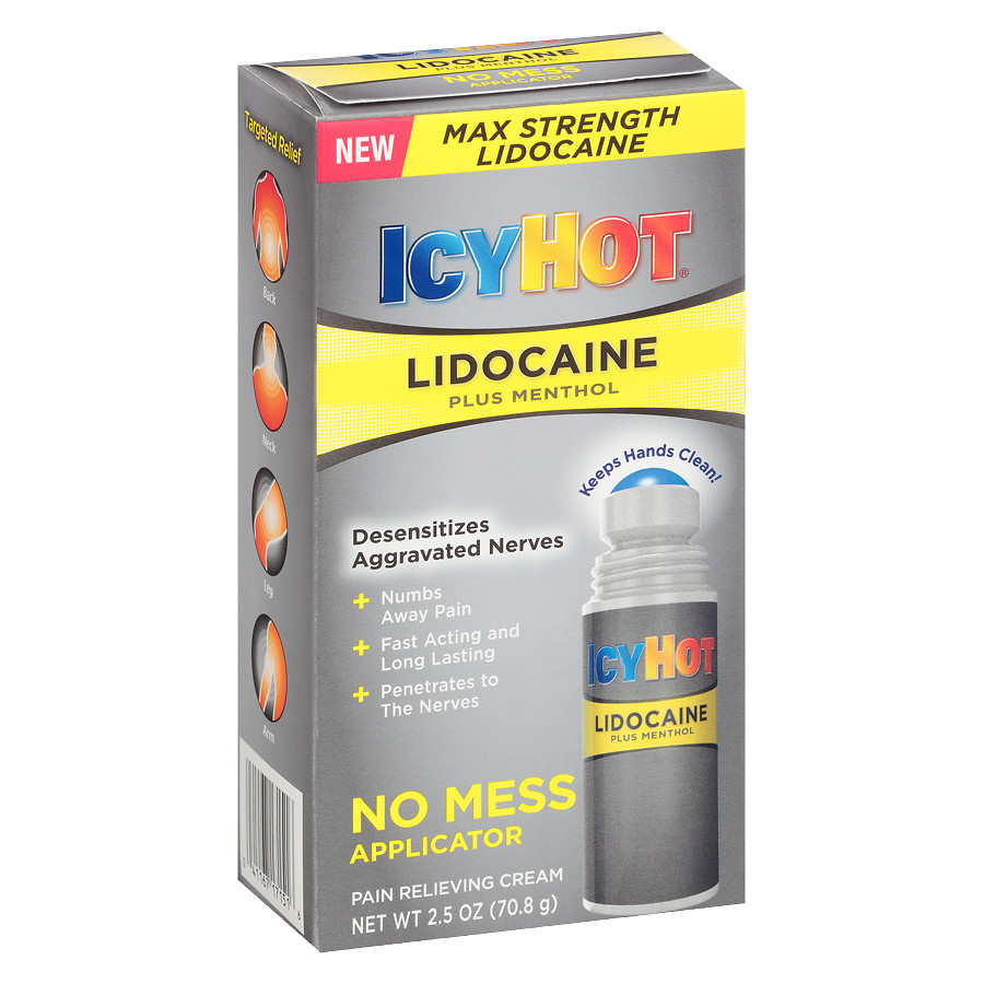 CHATTEM ICY HOT- Lidocaine 4% Plus Methol No Mess Aplicator 70.8g.