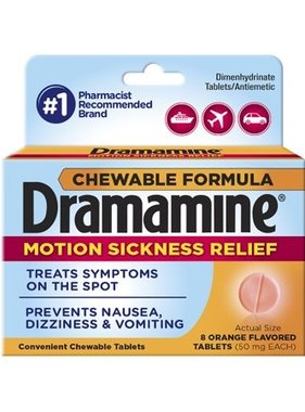 PRESTIGE BRANDS COMPANY DRAMAMINE- Motion Sickness Relief 8 Orange Flavored Tablets