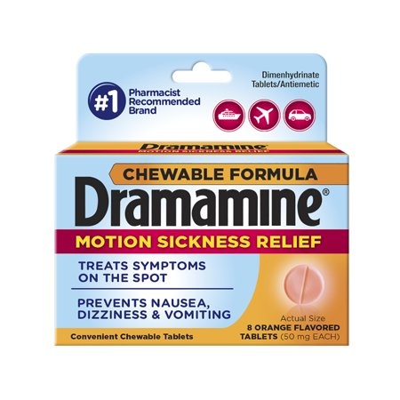 PRESTIGE BRANDS COMPANY DRAMAMINE- Motion Sickness Relief 8 Orange Flavored Tablets