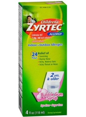 JOHNSON AND JOHNSON ZYRTEC- Children's Allergy Bubble Gum 118 ml
