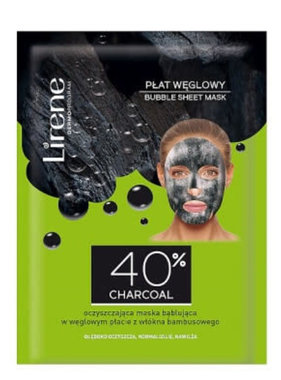 LIRENE LIRENE-PLAT WEGLOWY Bubble Sheet Mask 40%Charocal 1szt
