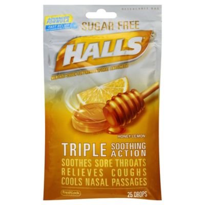 HALLS HALLS- Sugar Free Triple Soothing Action 25 Honey Lemon Drops