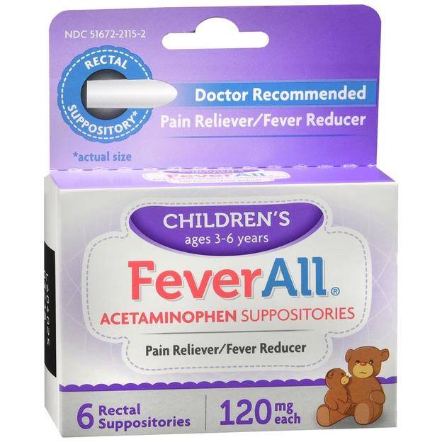 TARO PHARMACEUTICALS FEVERALL- Acetaminophen 6 Rectal Suppositories 325mg Ages 6-12 Years