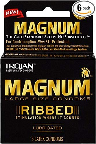 TROJAN TROJAN- Magnum Ribbed 3 Lubricated Large Condoms