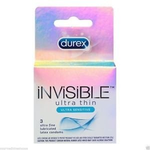 DUREX DUREX- Invisible Ultra Thin Ultra Sensitive 3 Lubricated Latex Condoms