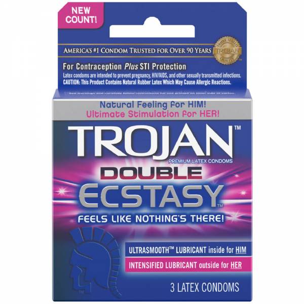TROJAN TROJAN- Double Ecstasy 3 Latex Condoms