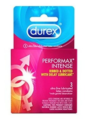DUREX DUREX- Performax Intense 3 Ultra Fine Ribbed Latex Condoms