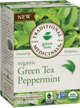 TRADITIONAL MEDICINALS TRADITIONAL MEDICINALS-Green Tea Peppermint 16 tea bags