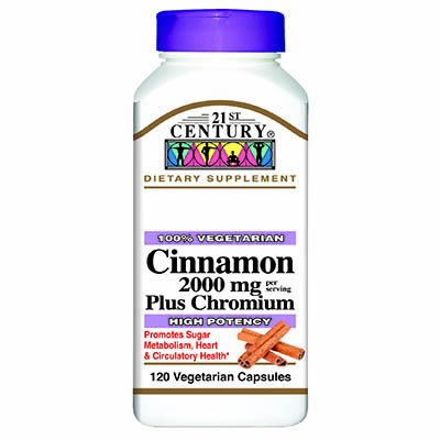 21  ST CENTURY HEALTHCARE CINNAMON-200 mg plus Chromium 120 capsules
