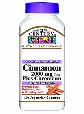 21  ST CENTURY HEALTHCARE CINNAMON-200 mg plus Chromium 120 capsules