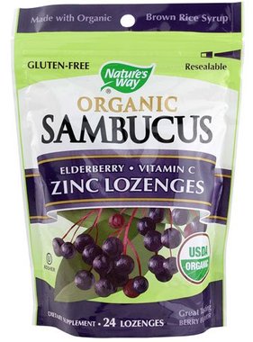 NATURE'S WAY SAMBUCUS-Organic Elderberry Zinc 24 lozenges