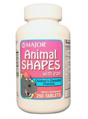 MAJOR ANIMAL SHAPES-Children's Chewable 100 tablets