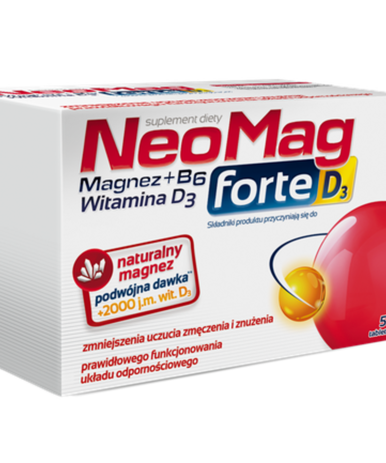 AFLOFARM NeoMag Forte Magnez + B6 + D3 50 Tabletek
