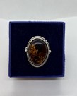 Silver Amber Ring Size 7.5