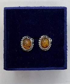 Silver Amber Earrings