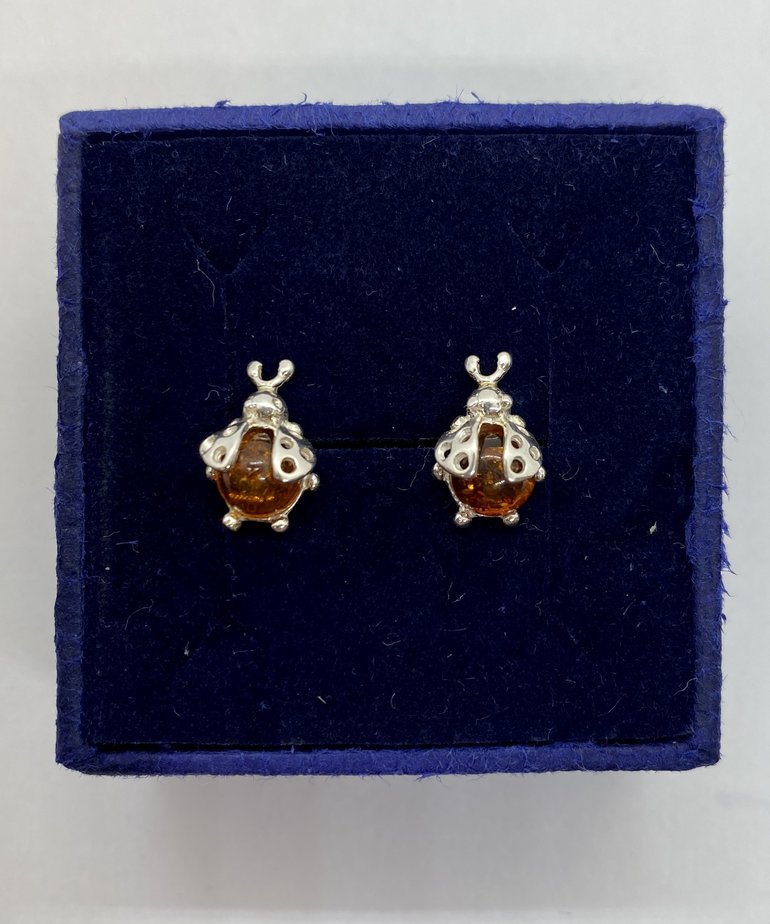 Ladybug Amber Earrings