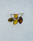 Silver Amber Ring Size 6.5