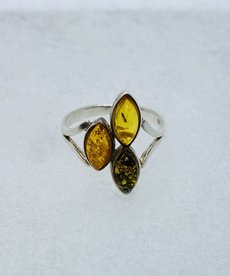 Silver Amber Ring Size 7