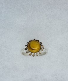 Silver Amber Ring Size 7