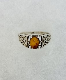 Silver Amber Ring R.9.5