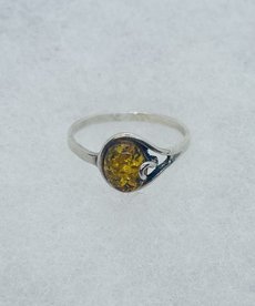 Silver Amber Ring Size 10