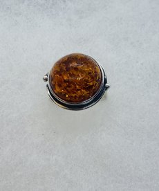 Silver Amber Ring Size 7