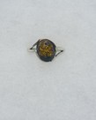 Silver Amber Ring Size R. 5.5