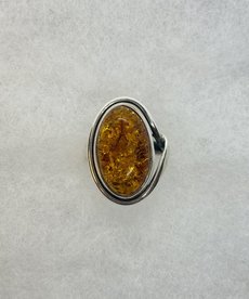 Silver Amber Ring Size 9