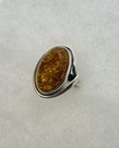 Silver Amber Ring Size 9