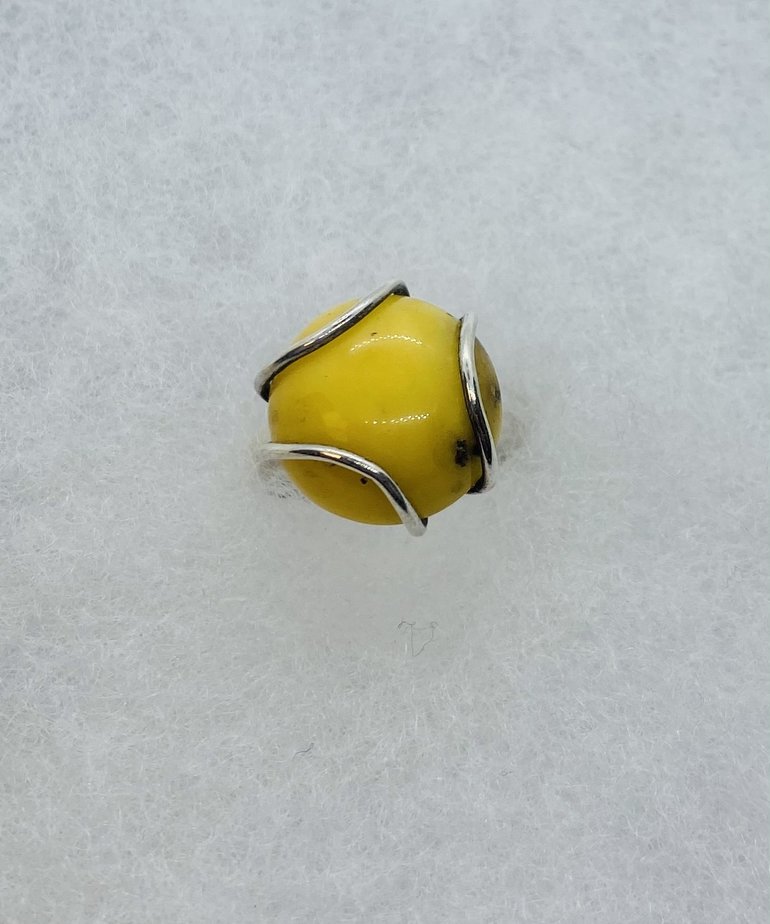 Silver Amber Ring Size 8.5