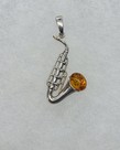 Silver Amber Saxophone Pendant