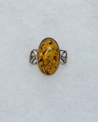 Silver Amber Ring Size 6
