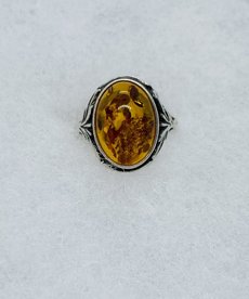 Silver Amber Ring Size 5