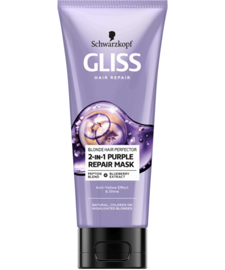 Gliss Hair Repair Violet Mask 2in1 Blond Hair Protector 200ml -  