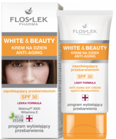 FLOSLEK White & Beauty Krem Na Dzień SPF30 Anti-Aging Przebarwienia 30 ml